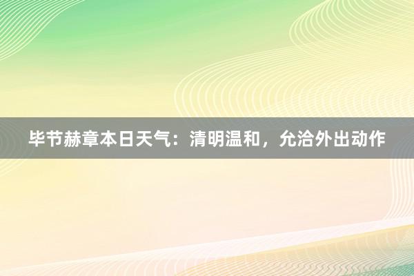 毕节赫章本日天气：清明温和，允洽外出动作